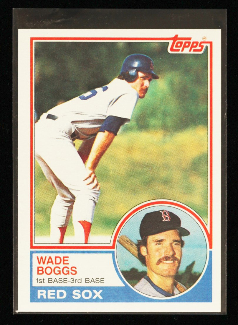 1983 Topps Wade Boggs Rookie Card C220: "1983 Topps Wade Boggs Rookie Card C220. As-Is Condition! MG11FY. One 1983 Topps Wade Boggs Rookie Card #498. Team: Boston Red Sox. Thank you for viewing this lot. We are always adding new inventory a