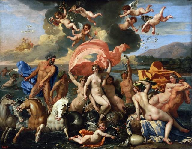 Nicolas Poussin - The Birth of Venus: Artist: Nicolas Poussin - Title: The Birth of Venus - Medium: Fine Art Reproduction Giclee on Canvas - Image Size: Approximately 24.75 inches x 32 inches - Unframed on Unstretched Canvas - Biography: