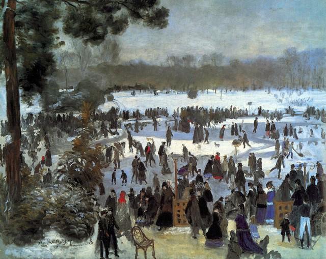 Renoir - Skating Runners In The Bois De Bologne: Artist: Pierre-Auguste Renoir 1841-1919 - Title: Skating Runners In The Bois De Bologne - Medium: Fine Art Reproduction Giclee on Canvas - Image Size: Approximately 16 inches x 20 inches - Unframed on