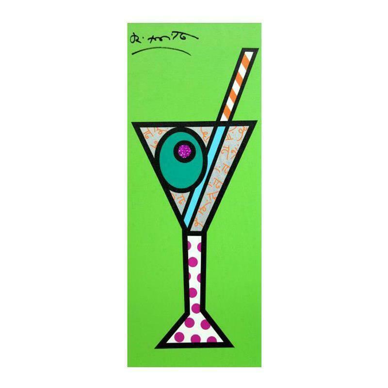 Green Martini by Britto, Romero: Green Martini by Britto, Romero. "Green Martini" is a accented limited edition giclee on canvas with by Romero Britto. The piece comes hand signed by the artist and is authenticated en verso with the 