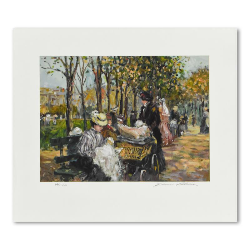 Stroll in the Park by Plisson, Henri: Stroll in the Park by Plisson, Henri. Please see photos and description for all available information. "Stroll in the Park" is a limited edition serigraph on paper by Henri Plisson, HC numbered 1/20 a