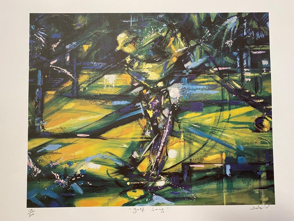 Duaiv "Golf Swing": Duaiv "Golf Swing" Hand Signed, Limited Edition Lithograph Dimensions: 25 x 30 inches (Note: edition number may differ from photo)