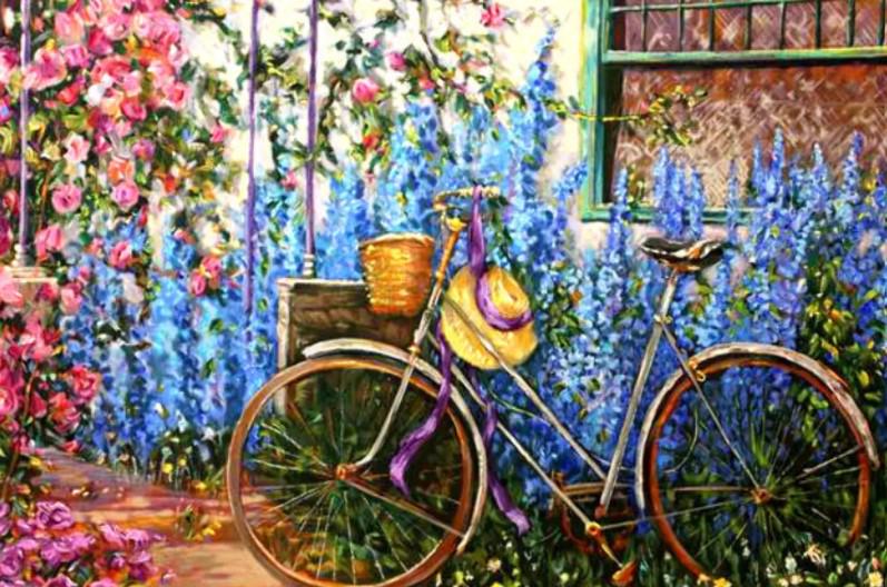 Rose Cottage by Henri Plisson on canvas: Serigraph on canvas, 24 x 30, unframed w/COA