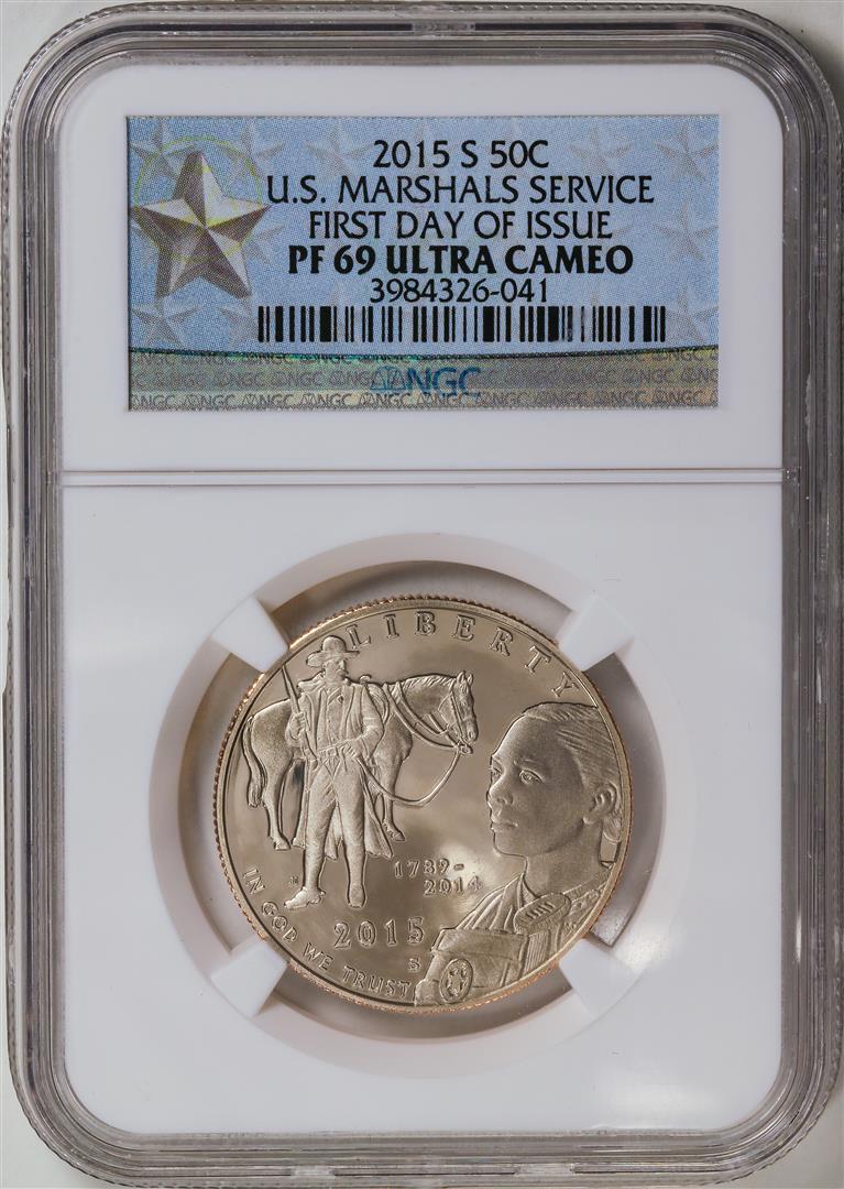2015-S U.S. Marshals Service Half Dollar Coin NGC PF69 Ultra Cameo: One 2015-S U.S. Marshals Service Half Dollar Coin NGC PF69 Ultra Cameo .