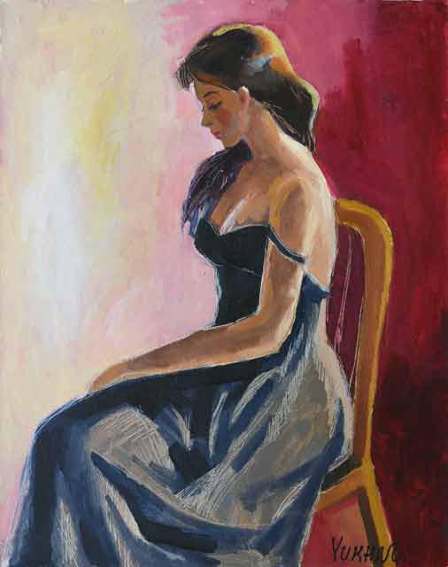 YUKHNO ** WAITING ** ORIGINAL: YUKHNO ** WAITING ** ORIGINAL. Artist: Elena Yukhno - Title: Waiting - Medium: Original Acrylic on Canvas - Signature: This one-of-a-kind work is hand-signed by the artist at the bottom of the image -