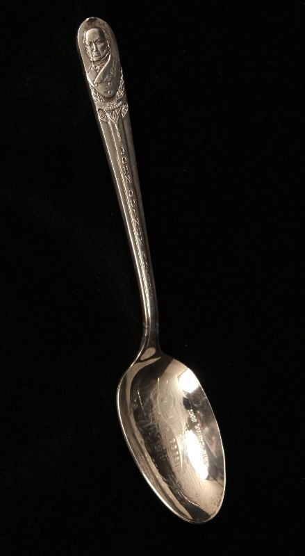 Silver John Quincy Adams Erie Canal 1825 Collectable Sp: "Silver John Quincy Adams Erie Canal 1825 Collectable Spoon ED960. Excellent Vintage Condition! ZP11UD. Vintage John Quincy Adams Erie Canal 1825 collectable spoon by WM Rogers Manufacturing Company.