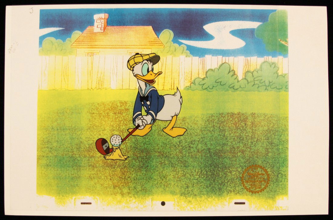 Walt Disney "How to Play Golf: Donald" Serigraph Cel Di: "Walt Disney "How to Play Golf: Donald" Serigraph Cel DisneySeri229. Excellent Condition! QL82ST. One original limited edition fine art serigraph cel from Walt Disney's "How to Play Golf: Donald". Com