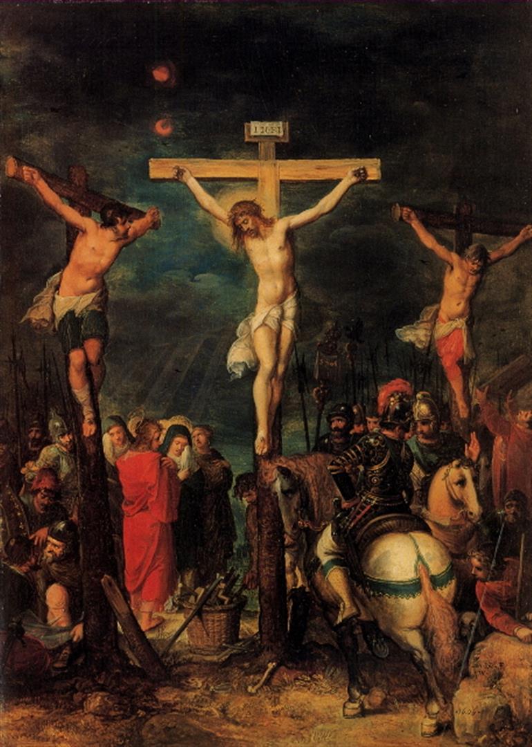 Frans Francken - Crucifixion: Artist: Frans Francken - Title: Crucifixion - Medium: Fine Art Giclee on Canvas - Image Size: Approximately 32 inches x 23 inches - Unframed on Unstretched Canvas - Biography: Frans Francken the Young