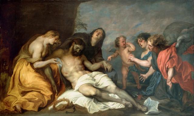 Van Dyck - Lamentation over the Dead Christ: Artist: Van Dyck - Title: Lamentation over the Dead Christ - Medium: Fine Art Reproduction Giclee on Canvas - Image Size: Approximately 12 inches x 20 inches - Unframed on Unstretched Canvas - Biograp