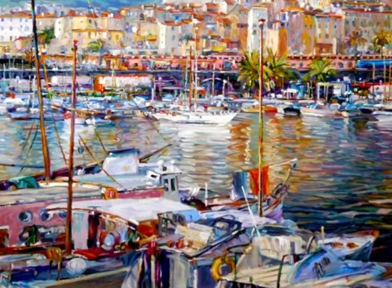 Menton by Henri Plisson on paper: Serigraph on paper, 24 x 30, unframed w/COA