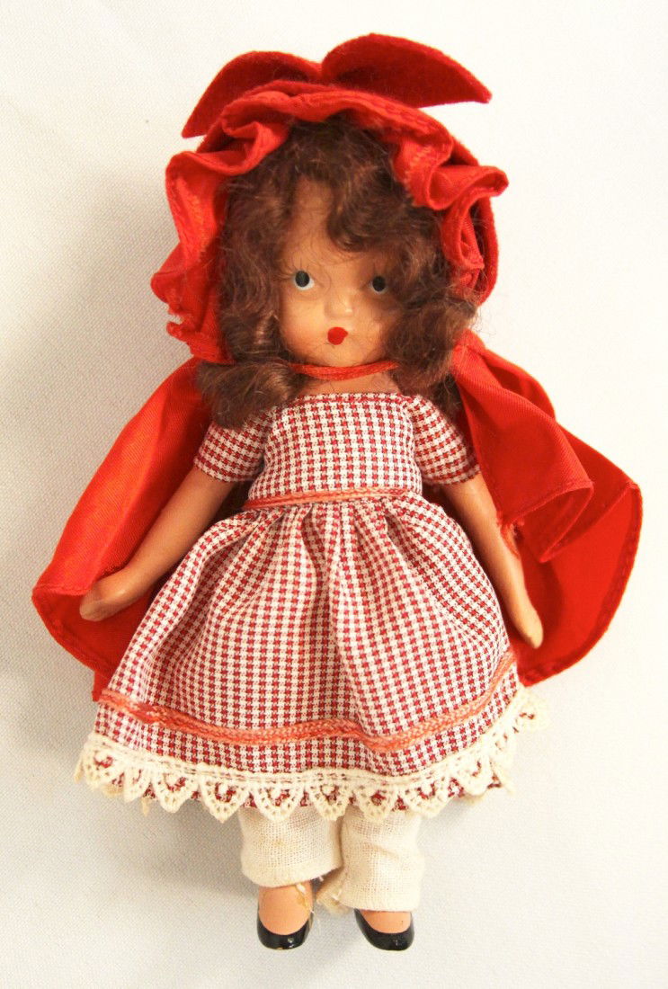 Vintage Nancy Ann Storybook Doll Little Red Riding Hood: Vintage Nancy Ann Storybook Doll Little Red Riding Hood ED1162. Good Condition! BL11VR. Original Nancy Ann Storybook doll - Little Red Riding Hood. Original clothes, Nancy Ann box with red polka dots.