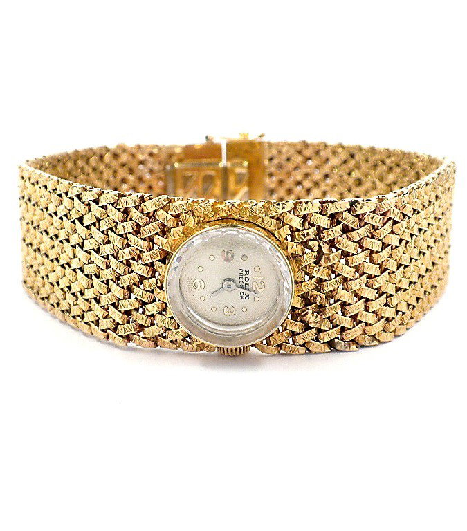 Ladies Vintage 14KT Gold Rolex Dress Wristwatch A3333: Ladies Vintage 14KT Gold Rolex Dress Wristwatch A3333. Great Condition! IN1511RG. One ladies, custom cast and hand crafted Rolex Vintage wristwatch electronically tested 14KT yellow gold. Case: fourte
