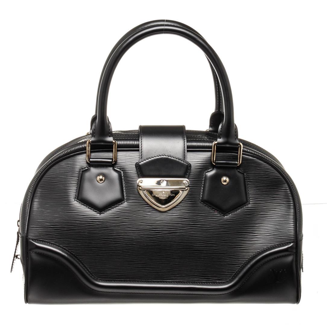 Louis Vuitton Black Epi Leather Montaigne GM Shoulder Bag: One Louis Vuitton Black Epi Leather Montaigne GM Shoulder Bag. Item is sold AS-IS. Please check photos and descriptions for all available details. Louis Vuitton Black Epi Leather Montaigne GM Shoulder