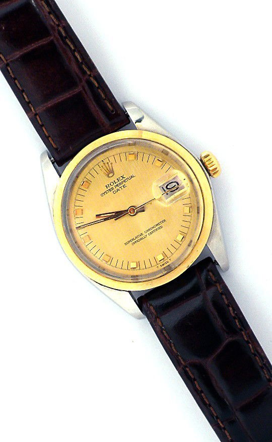 Gents Rolex Two Tone Date Model Wristwatch ML22: Gents Rolex Two Tone Date Model Wristwatch ML22. Great Condition! EV6761TQ. One, gents hand crafted and machine milled Rolex two tone Date Model wristwatch electronically tested stainless steel. Case:
