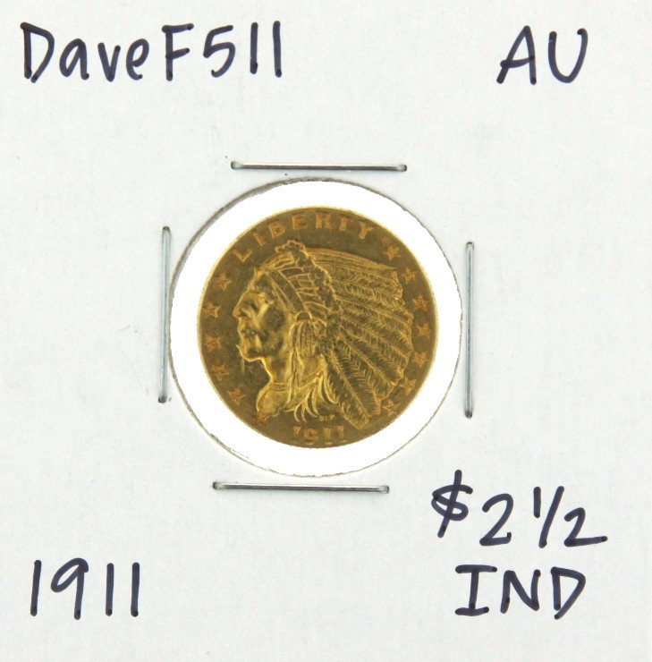 1911 $2-1/2 AU Indian Head Quarter Eagle Gold Coin Dave: "1911 $2-1/2 AU Indian Head Quarter Eagle Gold Coin DaveF511. As-Is Condition! SP682RP. 1911 $2-1/2 AU Indian Head Quarter Eagle Gold Coin. Thank you for viewing this lot! We are always adding new inv