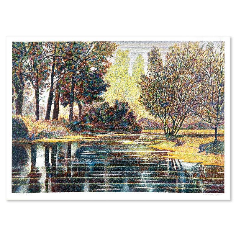 Central Park by Uzilevsky (1937-2015): Central Park by Uzilevsky (1937-2015). "Central Park" is a limited edition serigraph on paper by Marcus Uzilevsky (1937-2015), numbered and hand signed by the artist. Includes Letter of Authenticity. 