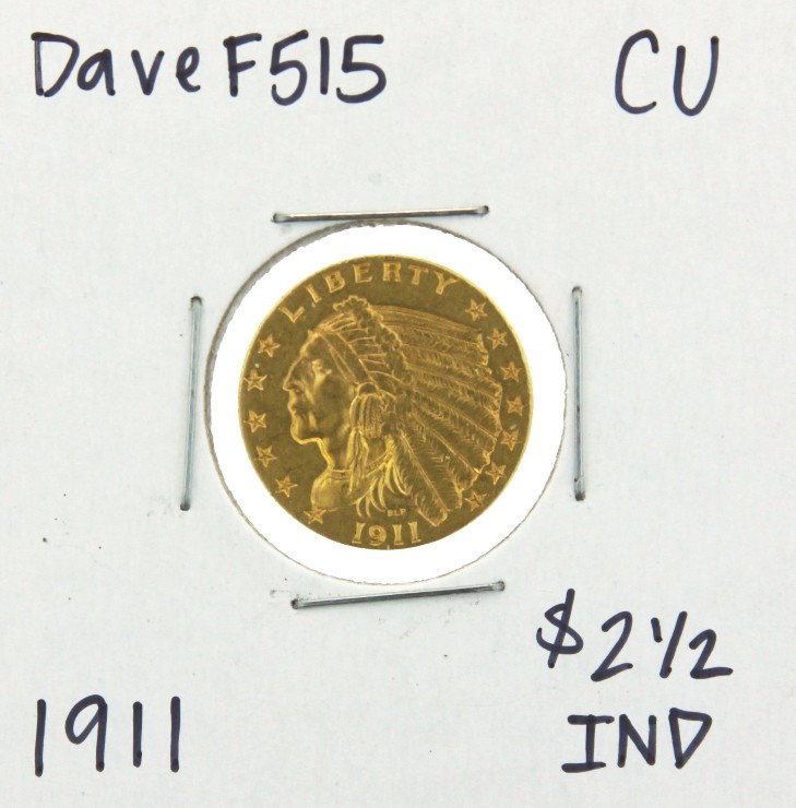 1911 $2-1/2 CU Indian Head Quarter Eagle Gold Coin Dave: "1911 $2-1/2 CU Indian Head Quarter Eagle Gold Coin DaveF515. As-Is Condition! BU603SN. 1911 $2-1/2 CU Indian Head Quarter Eagle Gold Coin. Thank you for viewing this lot! We are always adding new inv