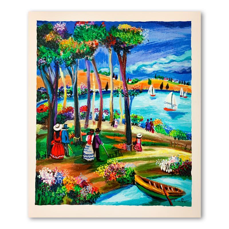 Afternoon Stroll by Shlomo Alter (1936-2021): Afternoon Stroll by Shlomo Alter (1936-2021). This is a limited edition serigraph on paper by Shlomo Alter (1936-2021). It is numbered and hand signed and includes a letter of authenticity. Measures a