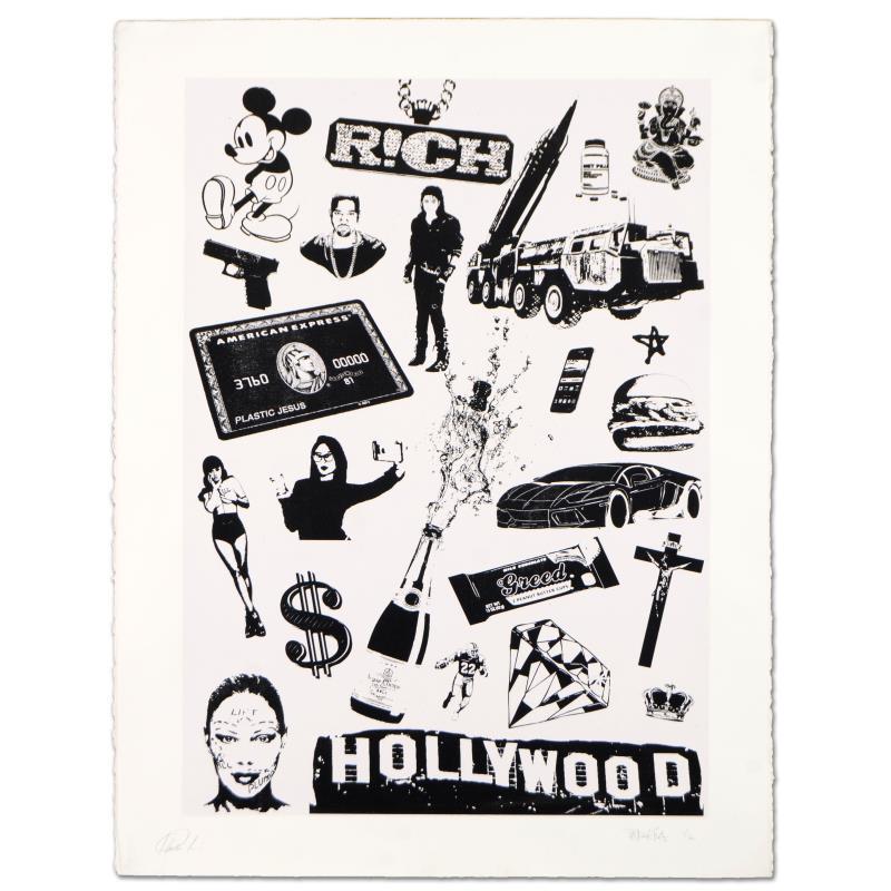 False Idols I: Plastic Jesus by Avocado, Padhia: False Idols I: Plastic Jesus by Avocado, Padhia. "False Idols I: Plastic Jesus" is a limited edition silkscreen on deckle edge paper, numbered and hand signed by the artist. Includes Letter of Authent