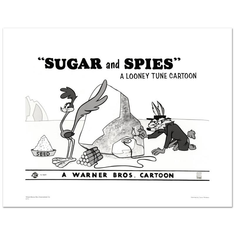 Sugar and Spies by Looney Tunes: Sugar and Spies by Looney Tunes. "Sugar and Spies" is a limited edition giclee on paper from Warner Bros., numbered with hologram seal of Authenticity. This image was originally used as a "lobby card"