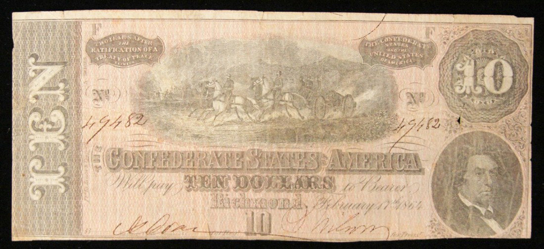 1864 $10 Confederate Currency Note Richmond BD301: 1864 $10 Confederate Currency Note Richmond BD301. As-Is Condition! KA81NI. 1864 $10 Confederate Currency Note Richmond. Thank you for viewing this lot. We are always adding new inventory and new auct