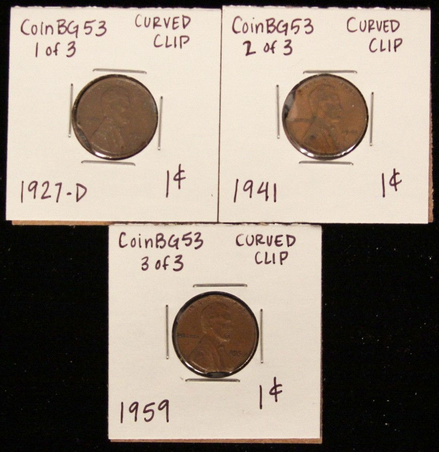 Lot of 3 RARE Penny Clipped Planchet Coins CoinBG53: Lot of 3 RARE Penny Clipped Planchet Coins CoinBG53. As-Is Condition! CZ61TH. Lot of 3 RARE Penny Clipped Planchet Coins. Thank you for viewing this lot! We are always adding new inventory and new auc