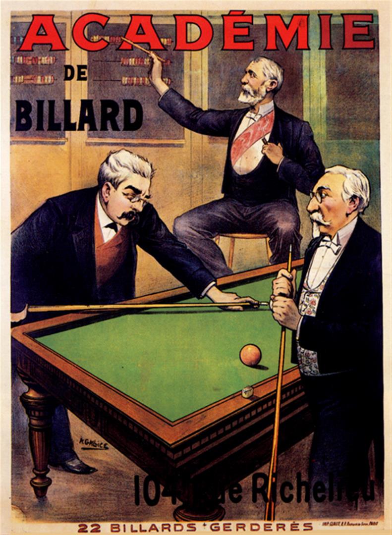 A Gallice - Academie De Billiard: Artist: A Gallice Title: Academie De Billiard Medium: Fine Art Reproduction Giclee on Canvas Image Size: Approximately 32 inches x 23.5 inches Unframed on Unstretched Canvas
