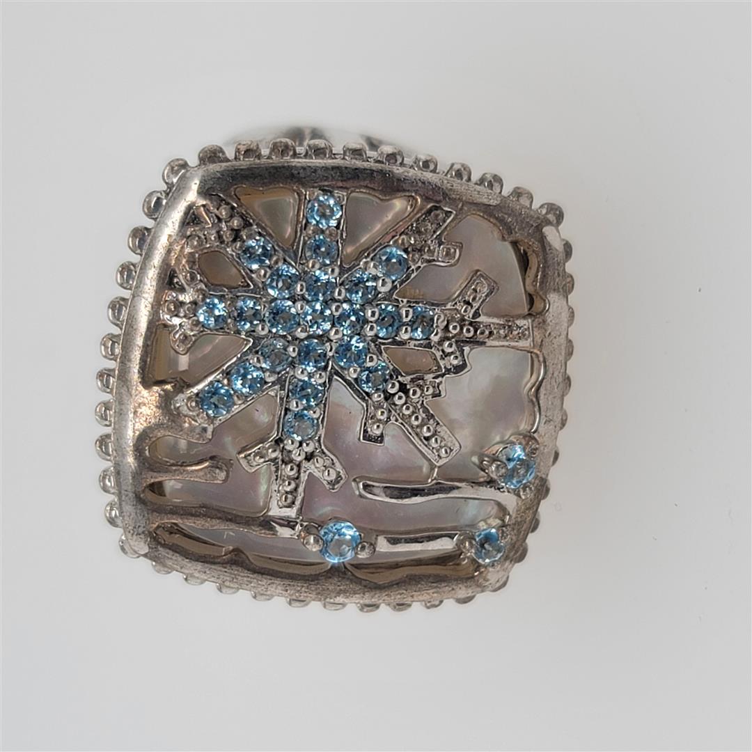 Sterling Silver Ring: One Sterling Silver Ring. The ring size is 7.25. Contains semiprecious stones.