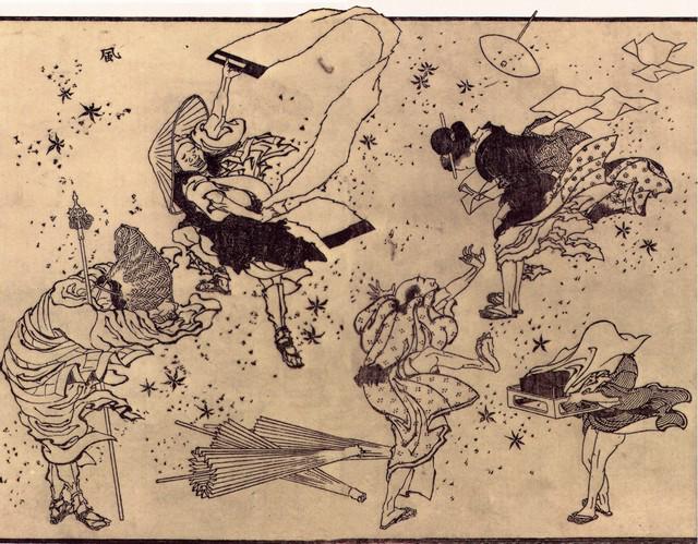 Hokusai - Sudden Wind: Artist: Katsushika Hokusai - Title: Sudden Wind - Medium: Fine Art Giclee on Canvas - Image Size: Approximately 25 inches x 32 inches - Unframed on Unstretched Canvas - Biography: ( c. 31 October 1760