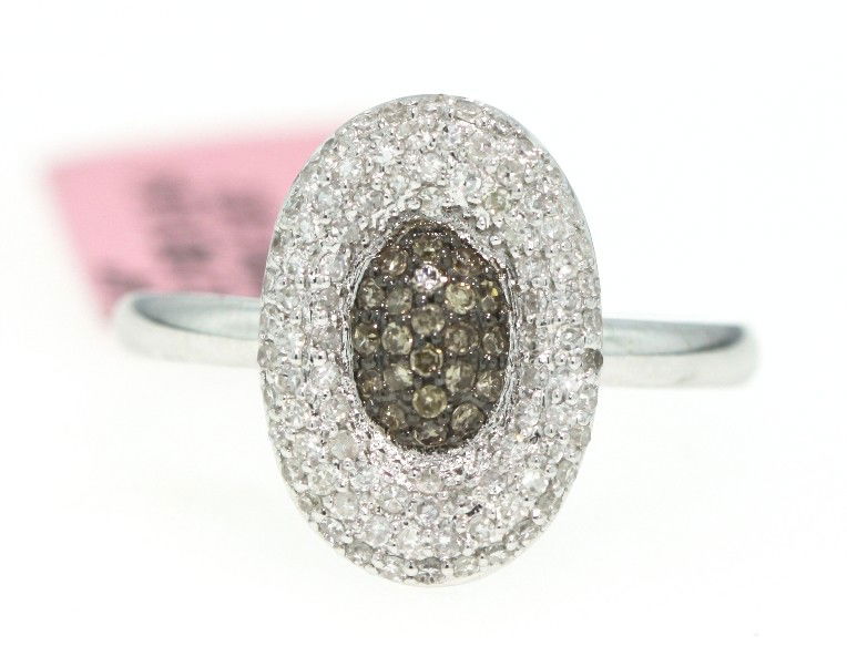 14KT White Gold .54ct Black and White Diamond Ring FJM6: "14KT White Gold .54ct Black and White Diamond Ring FJM608. Excellent Condition! TK613RD. One 14KT white gold black and white diamond ring. Features 112 round diamonds weighing a total of 0.54cts. Tot