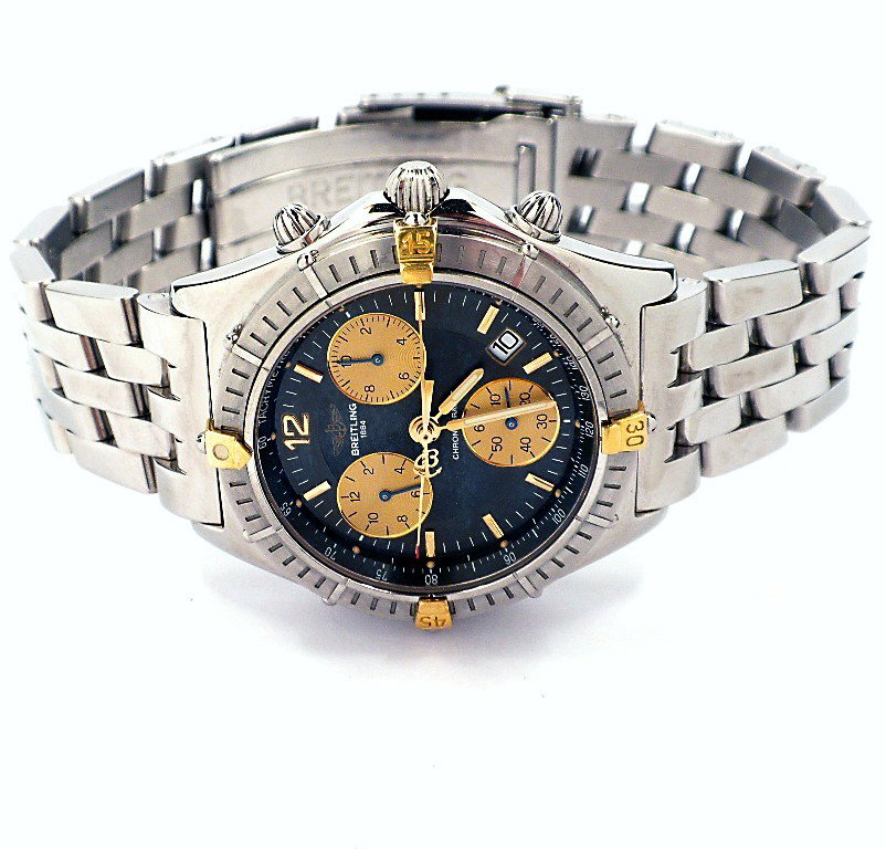 Breitling Stainless Steel Chrono Sirius Wristwatch A342: "Breitling Stainless Steel Chrono Sirius Wristwatch A3421. Great Condition! BE1591MT. One gents, Breitling Chrono Sirius wristwatch electronically tested Stainless Steel. Case: 40mm diameter. Bezel: u
