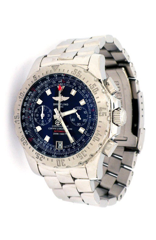 Breitling Skyracer Men's Stainless Steel Wristwatch WBS: "Breitling Skyracer Men's Stainless Steel Wristwatch WBS57. Great Condition! LS1023MN. One Breitling Professional II Skyracer Chronograph wristwatch. Features a bi-directional rotating bezel, syntheti
