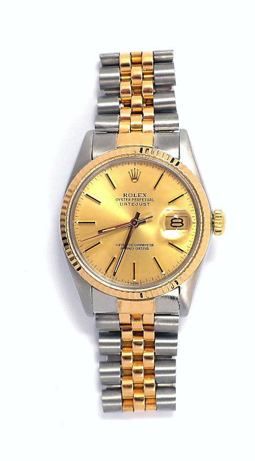 Gents Rolex Two-Tone DateJust Model Watch ML15: Gents Rolex Two-Tone DateJust Model Watch ML15. Great Condition! ND1512CL. One gents, hand crafted and machine milled Rolex two-tone DateJust wristwatch electronically tested stainless stee and 18KT y