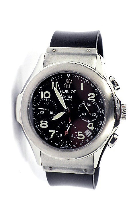 Gents Hublot Depose Wristwatch WBS76: Gents Hublot Depose Wristwatch WBS76. Great Condition! NG1591PL. One gents, custom cast and assembled Hublot Depose wristwatch electronically tested stainless steel. Case: 40mm. Bezel: brushed finish.