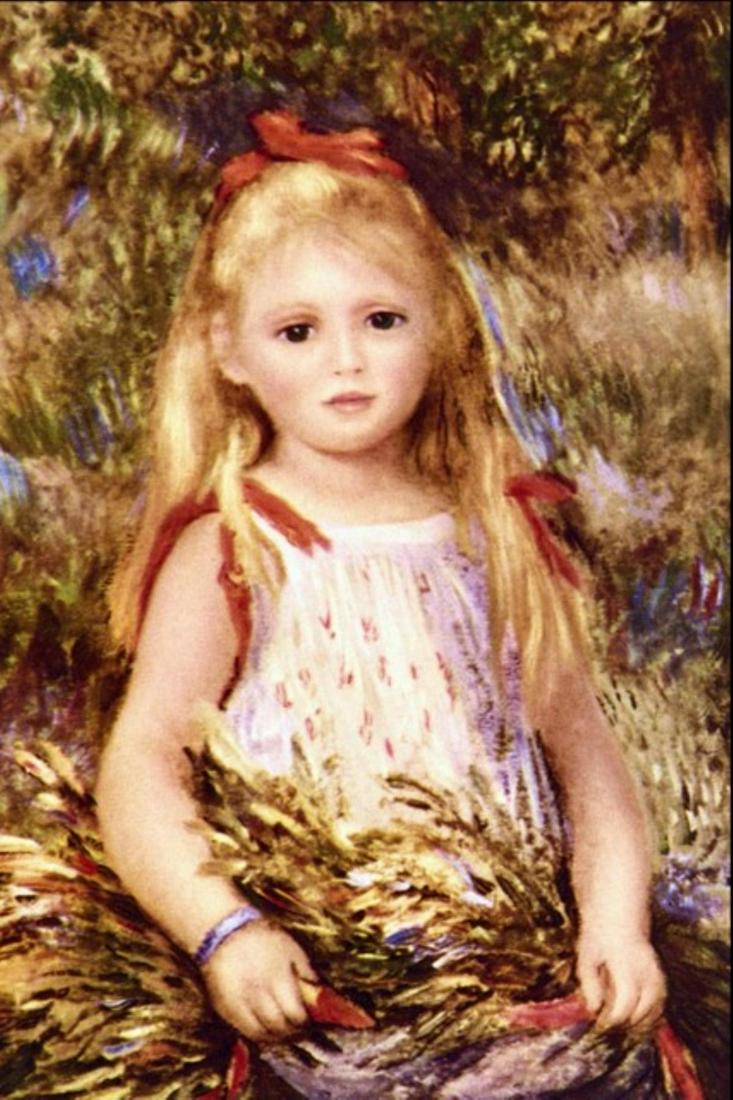 Renoir - The Little Gleaner: Artist: Pierre-Auguste Renoir 1841-1919 - Title: The Little Gleaner - Medium: Fine Art Reproduction Giclee on Canvas - Image Size: Approximately 13.5 inches x 20 inches - Unframed on Unstretched Canva