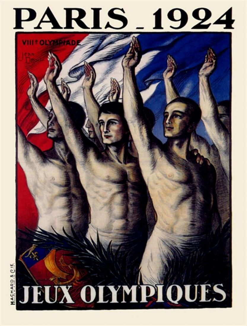 Jean Drout - Paris Olympiques 1924: Artist: Jean Drout Title: Paris Olympiques 1924 Medium: Fine Art Reproduction Giclee on Canvas Image Size: Approximately 26.25 inches x 20 inches Unframed on Unstretched Canvas