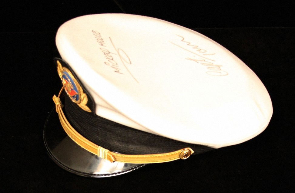 Original Disney Captain's Hat with Signatures MA4: "Original Disney Captain's Hat with Signatures MA4. Great Condition! TW101DP. This is an Original Disney Captain's hat that is autographed by "Mickey Mouse" and "Captain Tom" by their portrayers at Di