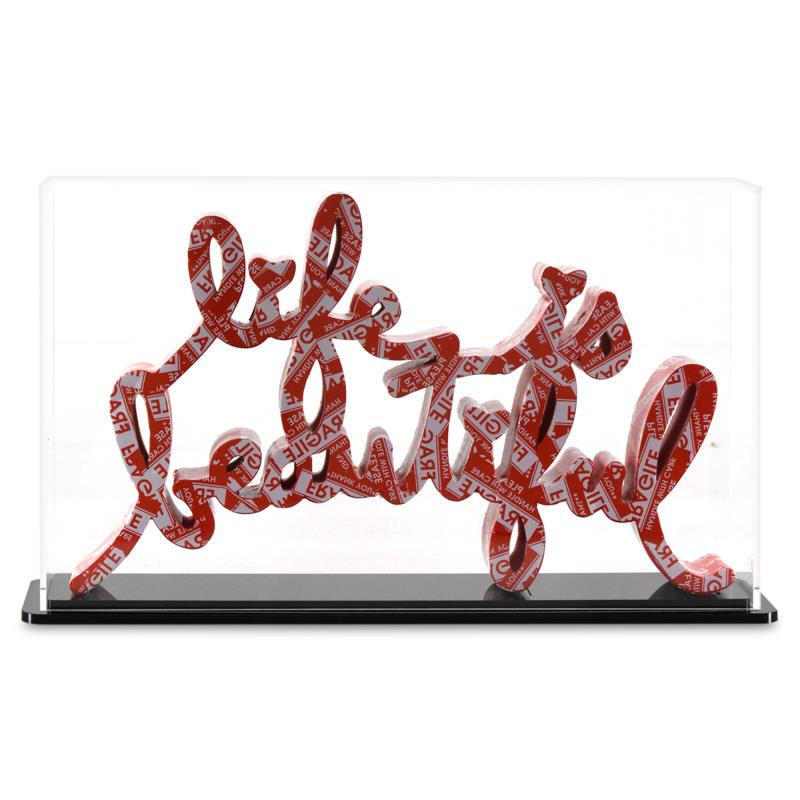 Life is Beautiful (Fragile Sticker) by Mr Brainwash: Life is Beautiful (Fragile Sticker) by Mr Brainwash. All available information is listed in the description and shown in the photo. "Life is Beautiful (Fragile Sticker)" is a limited edition resin scu