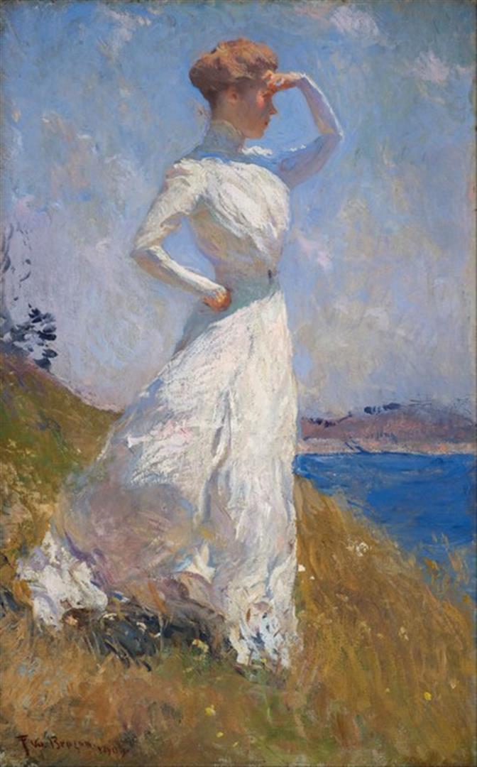 Frank Weston Benson - Sunlight: Artist: Frank Weston Benson - Title: Sunlight - Medium: Fine Art Giclee on Canvas - Image Size: Approximately 24 inches x 16 inches - Framed: Unframed on Unstretched Canvas - Biography: vFor a period