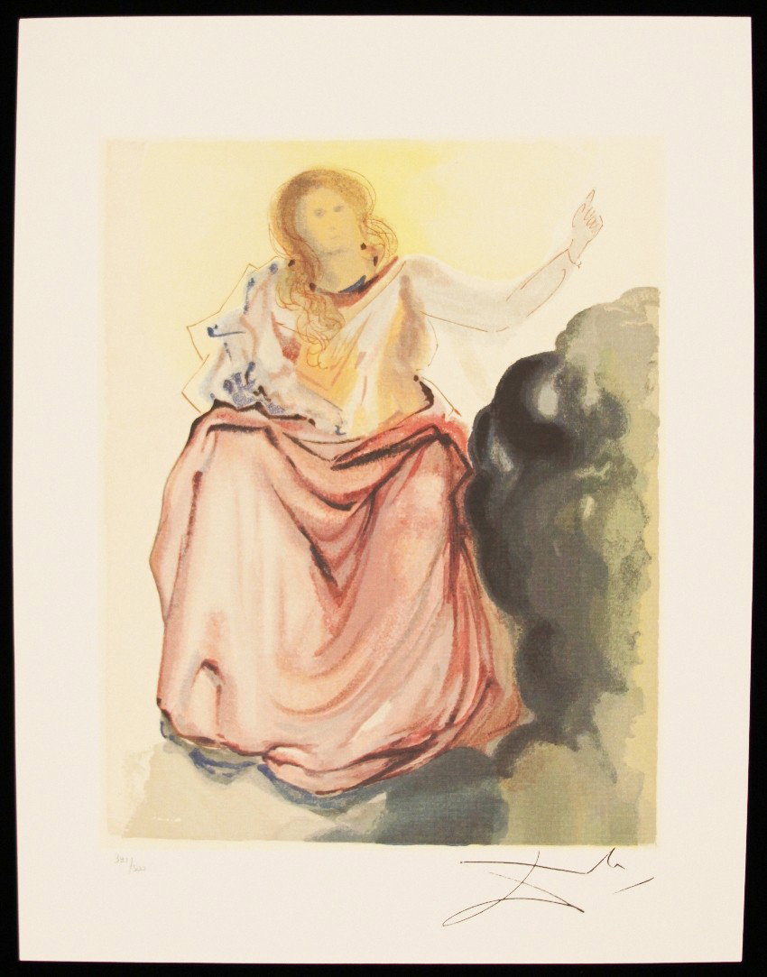 Salvador Dali "Beatrice Resolves the Doubts of Dante" F: "Salvador Dali "Beatrice Resolves the Doubts of Dante" Fine Art Print AP520. Excellent Condition! SH12LA. One fine art print of "Beatrice Resolves the Doubts of Dante" by Salvador Dali. Limited editio