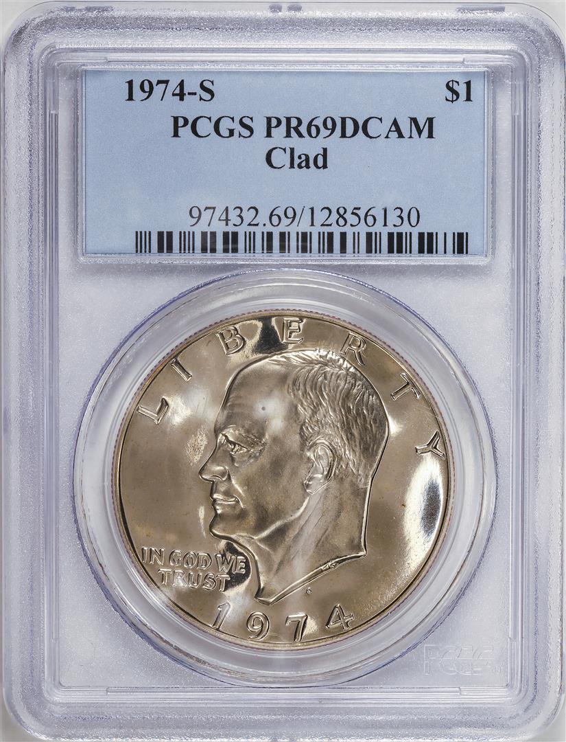1974-S Eisenhower Dollar Coin PCGS PR69DCAM: One 1974-S Eisenhower Dollar Coin PCGS PR69DCAM.