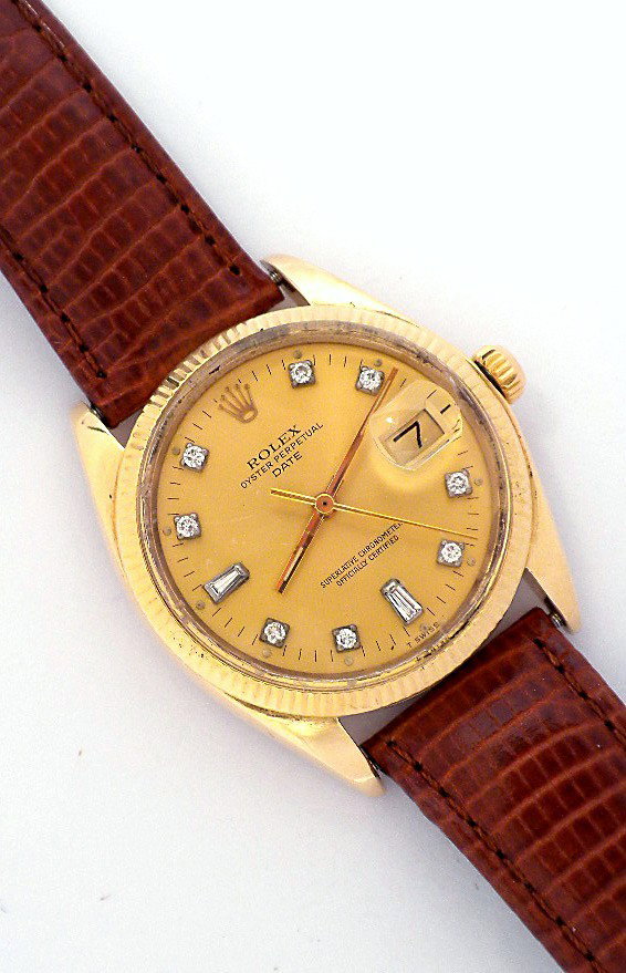 Gents Rolex 14KT Gold Date Model Wristwatch A3482: Gents Rolex 14KT Gold Date Model Wristwatch A3482. Great Condition! WH9032FA. One gents, custom cast and hand crafted Rolex Date model wristwatch electronically tested 14KT yellow gold. Case: 34mm oys