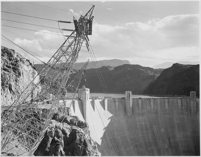 Adams - Boulder Dam from the Top: Artist: Ansel Adams - Title: Boulder Dam from the Top - Medium: Fine Art Reproduction Giclee on Canvas - Image Size: Approximately 25 inches x 32 inches - Unframed on Unstretched Canvas - Biography: A