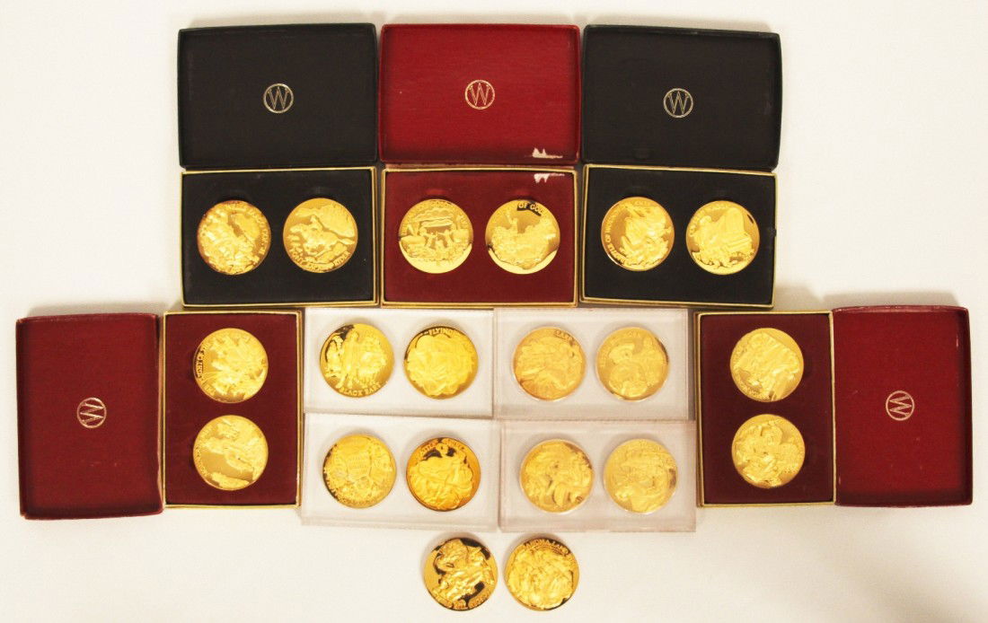 Vintage Longines-Wittnauer Precious Metals Guild Wild W: "Vintage Longines-Wittnauer Precious Metals Guild Wild West Commemorative Medalion Collection WBS61. Great Condition! TL107NG. Tall tales of the Wild West, including Wyatt Earp, The Flying Cloud and W