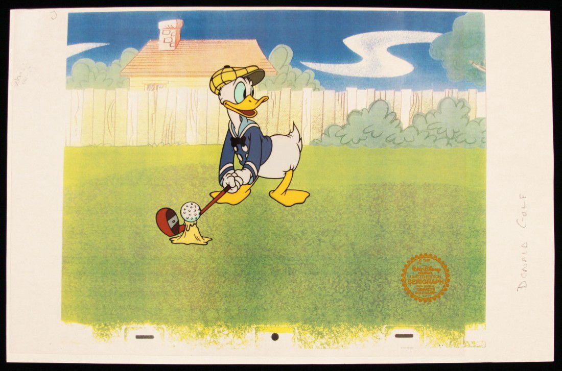 Walt Disney "How to Play Golf: Donald" Serigraph Cel Di: "Walt Disney "How to Play Golf: Donald" Serigraph Cel DisneySeri236. Excellent Condition! KI82QX. One original limited edition fine art serigraph cel from Walt Disney's "How to Play Golf: Donald". Com