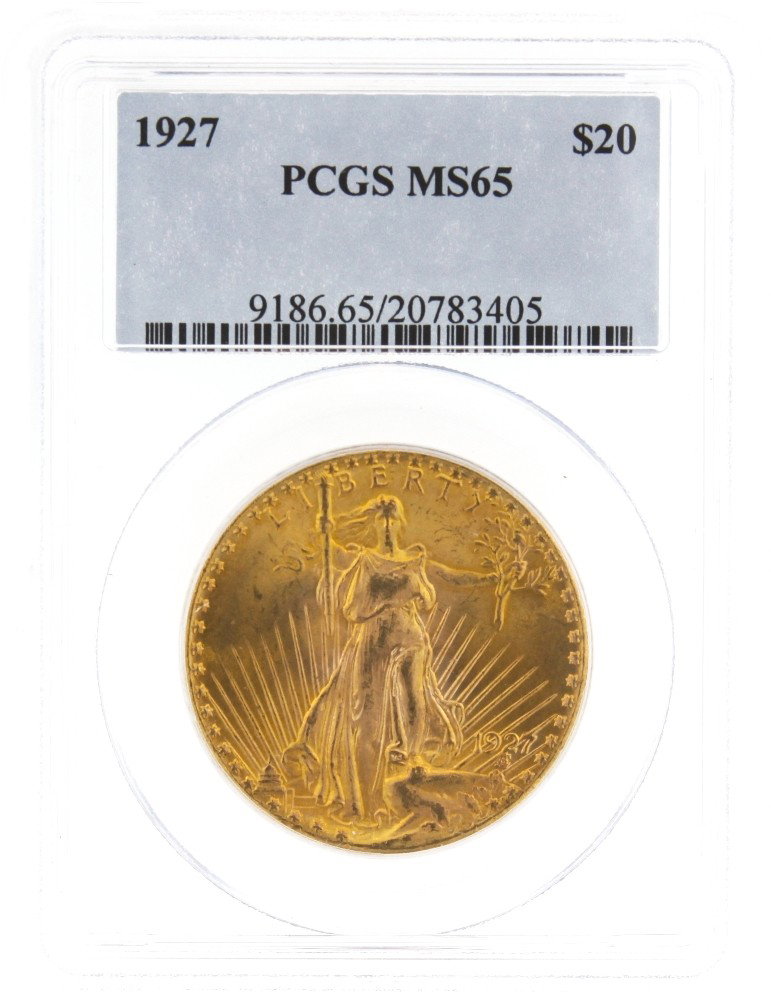 1927 $20 PCGS MS65 St. Gaudens Double Eagle Gold Coin G: 1927 $20 PCGS MS65 St. Gaudens Double Eagle Gold Coin GFR15. As-Is Condition! SW1612EF. 1927 $20 PCGS MS65 St. Gaudens Double Eagle Gold Coin. Thank you for viewing this lot. We are always adding new 