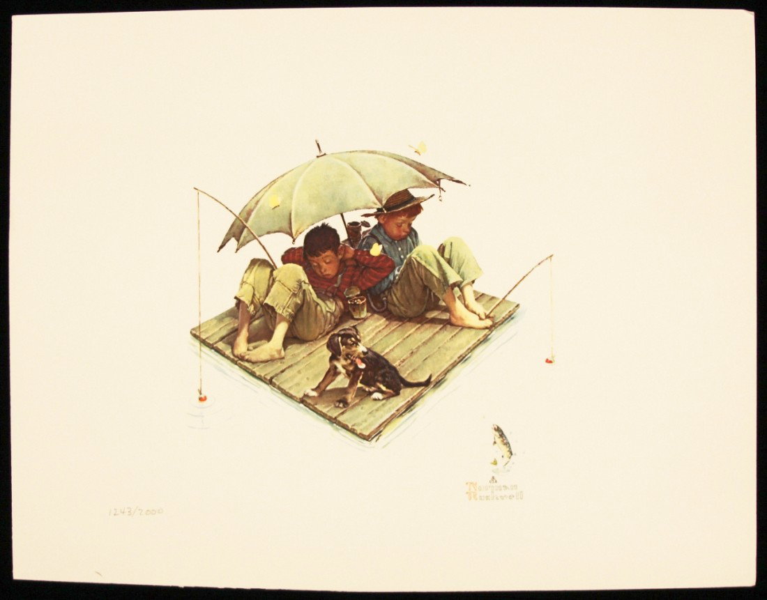 Norman Rockwell "Fisherman's Paradise" Fine Art Pring A: Norman Rockwell Fisherman's Paradise" Fine Art Pring AP534. Excellent Condition! GF12TL. One fine art print of "Fisherman's Paradise", a part of the "Me and My Pal Suite" by Norman Rockwell. Limited e