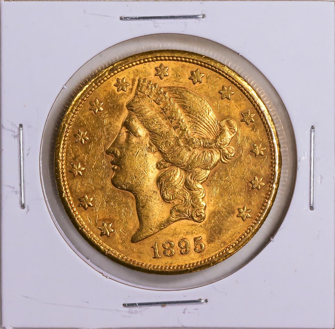 1895 $20 Liberty Head Double Eagle Gold Coin VF: One 1895 $20 Liberty Head Double Eagle Gold Coin VF.