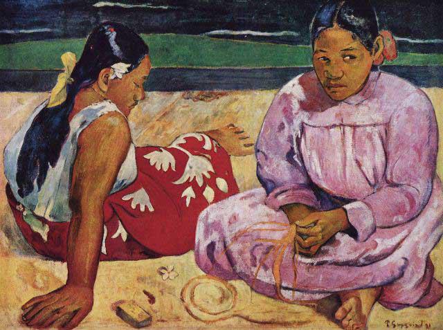 Paul Gauguin - Tahitian Women on Beach: Artist: Paul Gauguin - Title: Tahitian Women on Beach - Medium: Fine Art Reproduction Giclee on Canvas - Image Size: Approximately 15 inches x 20 inches - Unframed on Unstretched Canvas - Biography: F