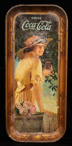 Vintage 1916 Coca-Cola Tray "Elaine" ED857: "Vintage 1916 Coca-Cola Tray "Elaine" ED857. Excellent Vintage Condition! MN101FW. Vintage 1916 Coca-Cola Tray "Elaine" valued at over $300.00! Very collectible! Thank you for viewing this lot. We are